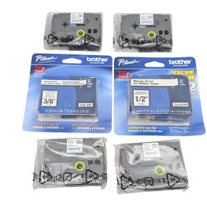 Brother TZe Label Tape Lot 7 NEW Factory Sealed TZe-231 TZe-221 Black/White